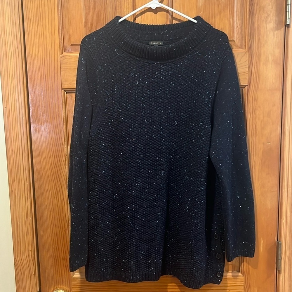 Talbots women’s mockneck side button specks textured sweater size xlarge .